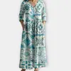 2026 Nuevo Estilo Europeo y Americano de Comercio Exterior Transfronterizo Vestido Casual de Verano Holgado con Cuello en V y Mangas Largas Impreso en 3D para Mujer