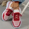 Zapatos Deportivos Casuales de Punto Volador con Cordones, Punta Redonda, Talla Grande, Bloques de Color, Nuevos para Primavera y Otoño 2025, En Stock, Venta al por Mayor, Transfronterizos, Talla Grande