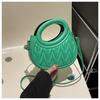 Bolso casual redondo a rayas simple estilo occidental para mujer, bolso texturizado, bolso de mujer, moda para ir al trabajo, bandolera de hombro, bolso de mano de axila