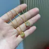 Pendente de disco redondo com bolhas em ouro 18K por toda parte Au750 simples pingente de disco redondo de moissanita colar com corrente para clavícula fabricante atacado