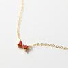 Collar Nalan de plata de ley 925 con elegante lazo de diamantes rojos chapado en oro y corazón para niña pequeña Y00493