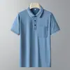 Camisa polo de hombre de manga corta de piqué de seda helada, polo transpirable de alta calidad para papás, suministro transfronterizo