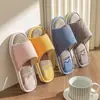 Pantuflas de Interior para el Hogar Antideslizantes Suela Suave Cuatro Estaciones Silenciosas Transpirables Pareja Algodón Lino Primavera Otoño