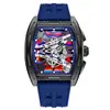 Reloj deportivo de hombre con forma de barril hueco de cuarzo, disponible en stock transfronterizo, con esfera deslumbrante de alta gama y correa de silicona
