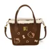Nova Bolsa Pequena Elegante, Leve e Versátil para Meninas 2025, Bolsa Transversal Hello Kitty com Estampa de Leopardo, Bolsa de Mão Fofa Tipo Saco