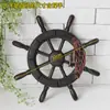 Decoração de Roda de Navio Mediterrânea, Âncora de Madeira Estilo Vintage Desgastado para Pendurar na Parede, Combinação de Roda de Navio Grande e Âncora Inspirada em Antiguidades