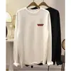 Camiseta de manga longa, comprimento médio cobrindo o quadril, feita de fleece escovado, para mulheres, top branco espesso, estilo básico de outono