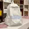 Mochila Bordada com Letras em Pedra Fosca, Estilo College Coreano para Estudantes, Adequada para Alunos do Ensino Fundamental, Médio e Superior, para Compras e Passeios