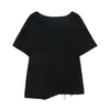 ALINDM Tamanho Plus Size Feminino Verão Design Irregular Top 100kg Emagrecedor e Estiloso Camiseta de Manga Curta