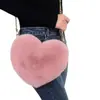 Bolso de Moda con Forma de Corazón, Bolso de Felpa Versátil de Color Sólido, Bolso de Hombro para Mujer de Gran Capacidad, Bolso Cruzado con Cadena, Bolso de Corazón
