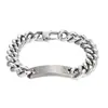 Pulsera Minimalista Transfronteriza Europea y Americana de Acero Inoxidable Lisa DIY con Etiqueta Curva para Hombres, Cadena Cubana Gruesa Geométrica Joyería de Acero de Titanio