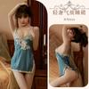 Ropa Interior Sexy Camisón Ultra Corto Abertura Uniforme Sin Quitar Tentación Secretaria Deseo Puro Sirvienta Pijama de Satín Pecho Pequeño Grande