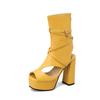 Sandalias Europeas y Americanas Boca de Pez Shuitai Tacón Grueso Sandalias Talla Grande Zapatos de Mujer T2117