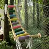 Escada de Escalada para Pássaros Papagaios, Madeira Sólida, Corda de Cânhamo, Escada de Escalada Macaron, Acessórios de Brinquedo para Alívio do Tédio de Gaiolas de Pássaros, Dropshipping de Rede Completa