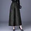 Qualidade Garantida, Confortável e Respirável, Tamanho Plus, Rejuvenescedor, Calça-Saia Jacquard de Cintura Alta para Mulheres de Meia-Idade, Calça Casual Versátil