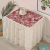 Capa para Mesa de Cabeceira com Acabamento de Luxo, Impermeável e à Prova de Óleo, Segura para Uso no Quarto, Protetor de Mesa Pequena Multiuso com Cobertura de Renda