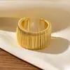 Anillo Abierto Metálico de Nuevo Estilo Transfronterizo Europeo y Americano Personalizado con Incrustación Completa de Diamante, Versión Ancha Irregular, Anillo Ajustable Exagerado