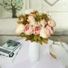 Peonía de 13 Cabezas Flor de Simulación Envuelta en Núcleo Europeo Flor de Peonía Hogar Boda Versión Mejorada Transfronteriza Rosa Occidental Flor Artificial