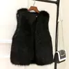 Abrigo de invierno talla grande para mujer chaleco de algodón cálido con pelo chaleco fino de cuero chaleco de piel sintética de zorro engrosado