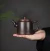 Tetera Nueva Modelo Arcilla Púrpura Mineral Original para Uso Doméstico, Tetera Individual, Tetera de Arcilla Púrpura Hecha a Mano, Tetera de Juego de Té, Tetera con Nudo de Bambú, Tamaño Grande