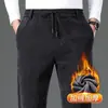 Pantalones de Chándal de Pana para Hombre Otoño Engrosados de Mediana Edad Cálidos Elásticos Casuales Primavera y Otoño con Forro Polar Pantalones de Lana para Hombre