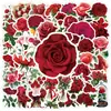 50 Peças de Adesivos de Grafite de Rosa Vermelha, Adesivos Decorativos à Prova d'Água para Garrafas de Água e Celulares, Adesivos Criativos de Planta Rosa Atacado