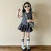 Conjunto de Niña 2026 Verano Nueva Moda sin Mangas Cuello Polo Vestido de Verano para Bebé Niña y Pantalones Conjunto de Dos Piezas Moderno