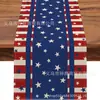 Corredor de Mesa Novo de Venda Quente Transfronteiriça para o 250º Aniversário do Dia da Independência, Corredor de Mesa de Linho com Estampas de Estrelas para o Dia da Independência Americana