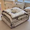 Colcha de invierno de doble capa de lino arrugado estilo vintage personalizada, colcha de primavera y otoño, colcha de fibra de soja, relleno de colcha