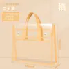 Bolsa de documentos portátil transparente de PVC, impermeable de doble capa y engrosada, bolsa de almacenamiento de gran capacidad para estudiantes de secundaria y preparatoria