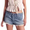 2026 Nuevos Shorts de Mezclilla con Parches de Encaje Estilo Europeo y Americano Pierna Recta para Mujer, Verano Adelgazantes de Pierna Recta Shorts de Chica Popular, Azul