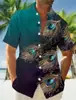 Camisa Hawaiana Estampada con Degradado de Color Primavera y Verano para Hombre Vacaciones Playa Comercio Transfronterizo Fabricante Camisa de Manga Corta de Verano