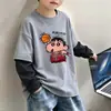 Estilo Coreano Camada Base de Lã Color Block Patchwork para Meninos Outono Inverno Camiseta de Manga Longa Crianças Meninos Top Bonito Roupas da Moda