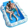 Cama flotante inflable de hoja de arce Anillo de natación para adultos Respaldo Juguete flotante para jugar en el agua Tumbona con parasol