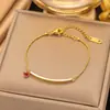 Pulsera de cuentas redondas simples con tira roja brillante transfronteriza europea y americana, versátil, pequeña, para mujer, acero de titanio chapado en color oro de 18 quilates, protección