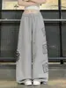 Pantalones Casuales con Estampado de Cruz Estilo Americano, Pantalones Ligeros Sueltos de Pierna Ancha para Mujer Verano Y2K con un Diseño Único, Pantalones Largos hasta el Suelo