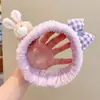 Diadema de Felpa con Orejas de Conejo y Moño, Diadema para Lavado de Cara, Diadema Linda de Dibujos Animados Nuevo Estilo de Celebridad de Internet, Diadema, Accesorios para el Cabello para Mujeres