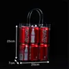 Bolsa de mão de plástico transparente de PVC com poás, sacola de presente para doces de casamento, sacola de embalagem para compras de roupas