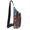 Bolsa de Peito Feminina com Alça Única | Estampa Floral, Oxford Impermeável, Multibolsos