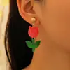 Brincos de Acrílico Personalizados Transfronteiriços Brincos de Acrílico Tulipa Vermelha Rosa Brincos para Mulheres Atacado