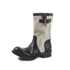 Botas Martin de Moda Estilo Británico Color Block de 4 cm 2026 Otoño/Invierno Nuevas Punta Redonda Tacón Grueso Sin Cordones Casuales Botas Western