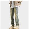 Pantalones vaqueros rectos oversize con bordados de primavera y otoño para hombre de Yellow Mud Jeans, marca de moda Ruan Shuai, pantalones anchos y micro acampanados.