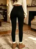 Amazon Outono e Inverno Em Estoque Leggings de Cintura Alta com Forro de Pelúcia, Calças Grossas Quentes Casuais Fitness Elásticas