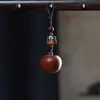 Pau-rosa Ping An Alegria Madeira Maciça Escultura Criativa Maçã Bolsa Pingente Chaveiro Borla Colar Pendurar