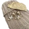 Un Colgante de Mariposa Pavimentado con Circonitas Multiusos Pendientes de Perla Estilo Retro Elegante Color Champaña Clásico de Oficina Elegante Mujer