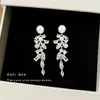 Pendientes de Borla de Espiga de Trigo con Micro-set de Circonita Franceses de Trabajo Pesado Pendientes de Perla con Tachuela de Temperamento de Moda Pendiente de Estilo para Fiesta Nocturna de Alta Gama