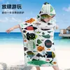 Toalla de Playa Personalizada Transfronteriza para Niños con Capa con Capucha, Toalla de Playa que se Puede Usar para Nadar, Toalla de Baño Estampada, Bata de Baño