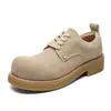 Zapatos de Cuero Gruesos de Suela Gruesa para Hombre, Puntera Redonda, Gama Alta, Versátiles, que Aumentan la Altura, Zapatos Derby Casuales Diarios, Zapatos Derby de Punta Ancha Estilo Americano High Street