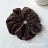 Goma de Pelo de Terciopelo Beige Suave para Otoño e Invierno para Mujer, Elegante y de Alta Gama, Lazo Grande para Moño con Diadema de Terciopelo con Diamantes