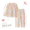 Pijama para niñas, colección primavera y otoño, de manga larga, con estampado de nubes, algodón fino, nuevo estilo de otoño, para niñas de talla mediana y grande, ropa de estar por casa moderna